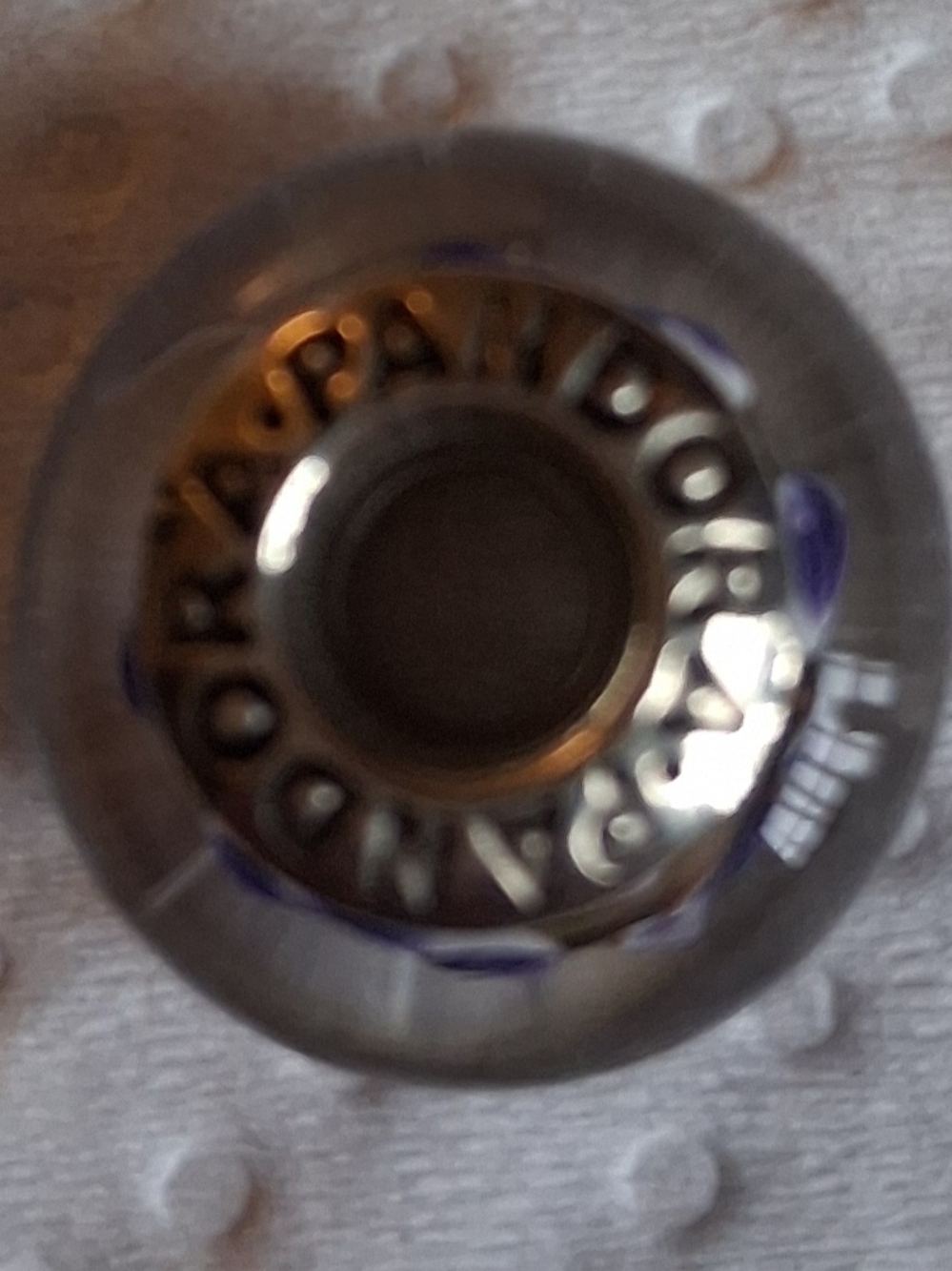 Pandora Clear Glass Charm with Silver Core and Purple Accents